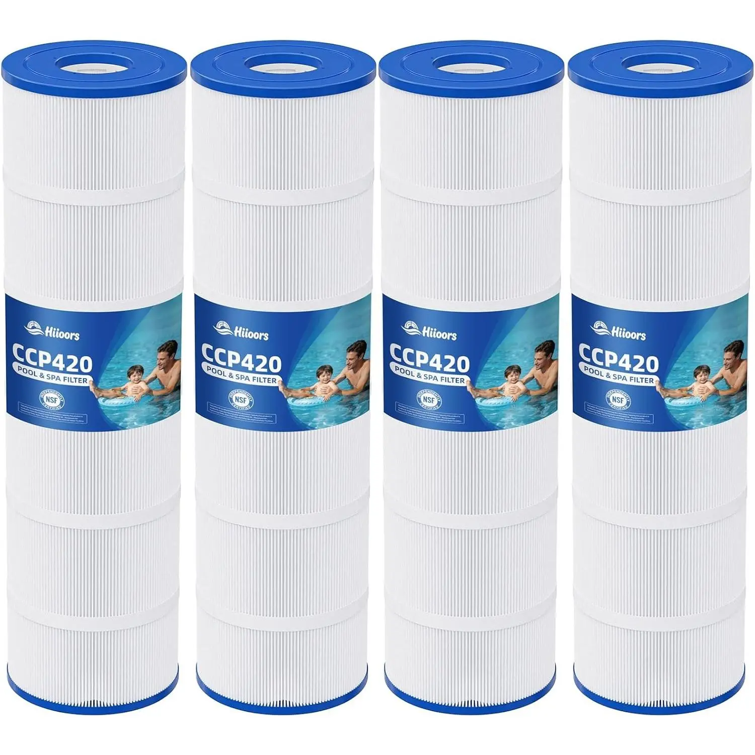 CCP420 Pool Filter Cartridges 4 Pack, Compatible with Pentair Clean & Clear Plus 420, Replaces Pentair R173576, Pleatco PCC105-PAK4, 420 sq.ft, Heavy Duty 5 oz+ Trilobal Fabric