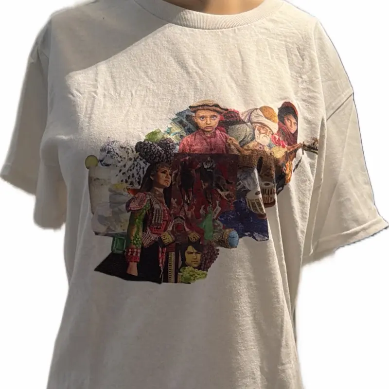 Afghanistan Map T-Shirt with Cultural Artwork and Vibrant Colors