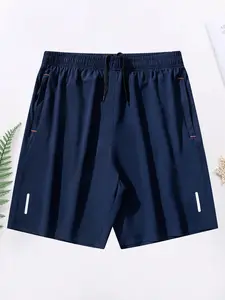 Men's Solid Color Zipper Pocket Essential Shorts, Casual Comfy Breathable Athletic Shorts for Summer, Men's Bottoms for Daily Wear, Men Jogging Breathable Fitness Summer Sports Workout Shorts