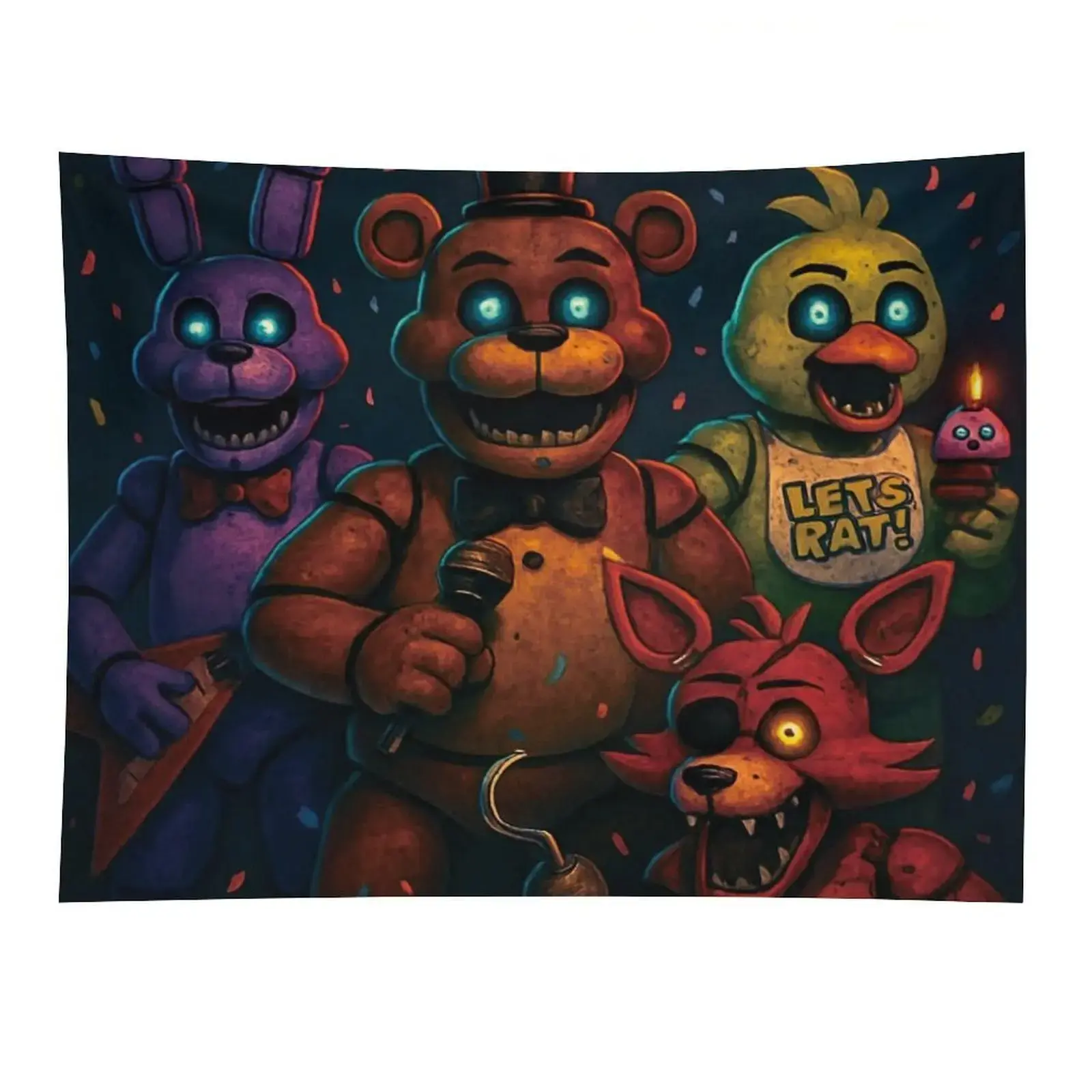 5 Nights at Freddy's (FNAF) Lightweight Smooth Print Tapestry, Freddy Fazbear & Bonnie Theme Decorative Wall Hanging, Bedroom Dorm Horror Game Collectibles with Storage Home Decor bedroom decor cheap bedroom decor stuff for your room cheap tapestry tiktok
