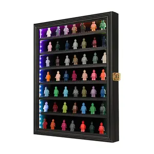 LED Lockable Minifigure Display Case | UV Protected Anti-Fade Wall Mount for Your Favorite Mini Action Figures
