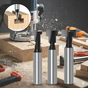 Professional T-Slot Cutter Set: 1/4 Inch Shank, Keyhole & Hex Bolt Slotting Tools for Wood & Metal, High-Precision Durable Router Bits for Furniture Making, Industrial-Grade Anti-Slip Milling Cutters.