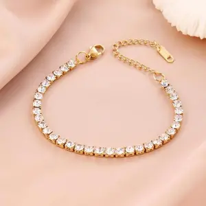 D'Luxe Essentials 14k Elegant Diamond Imitation Stainless Steel Bracelet for Daily Use with Durable Material and Versatile Design Unisex Fashion Jewelry