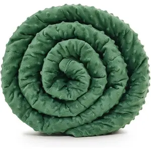 Minky Weighted Blanket 40''x60'',10lbs Cozy and Soft Minky Weighted Throw Blanket Luxury Velvet with Premium Glass Beads Dark Green Minky