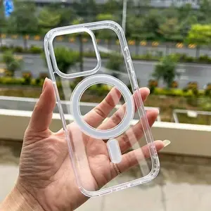 Transparent Magnetic Phone Case Ultra-clear Absorption Function Emphasizing Thinness Timeliness Simple Design Suitable for iPhone 16 15 14 13 12 11 Pro Max Plus Compatible with Mag Provides Shock Protection