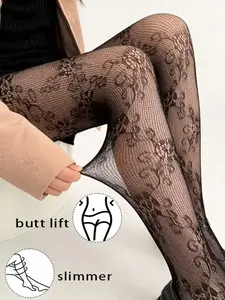 Spring Summer Thin Floral Mesh Stockings, Sexy Vintage Women's Pantyhose, Boho Style, Fitted, Made in China