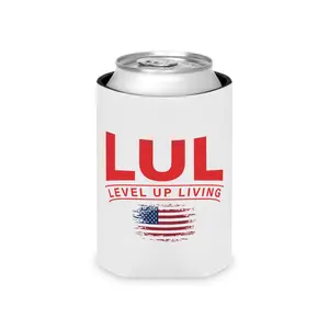 Can Cooler — LUL "Level Up Living" American Flag Drink Koozie