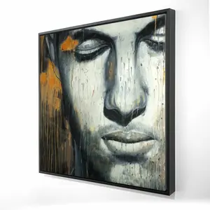 212 MAIN Industrial Minimalist Hanging Wall Art - 36x36 in. Artistic Modern Abstract Man Face Figurative Artwork for Home Decoration, Room Accent