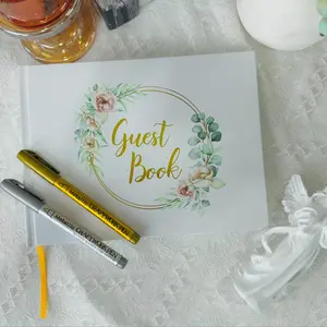 Wedding Guest Book Set, 3 Counts/set Including 1 Count Guest Book & 1 Count Pen & 1 Count Signature Card, Message Book for Wedding Party