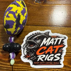 Matt Cat Fishing Santee Cooper Rig, Purple Camo EVA Foam Egg Float, 8/0 Gamakatsu Circle Hook
