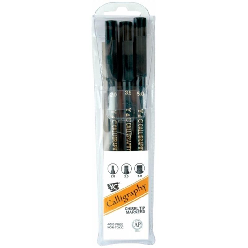 Yasutomo  Calligraphy Chisel Tip Markers 3/Pkg