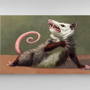 Decorlion Opossum Humor Poster Canvas Wall Art Quirky Animal Decor Resin-coated Photo Base Cotton Canvas 8*12 12*18 16*20 Nature & Wildlife Lovers Easy to Hang USA Made Gift Print