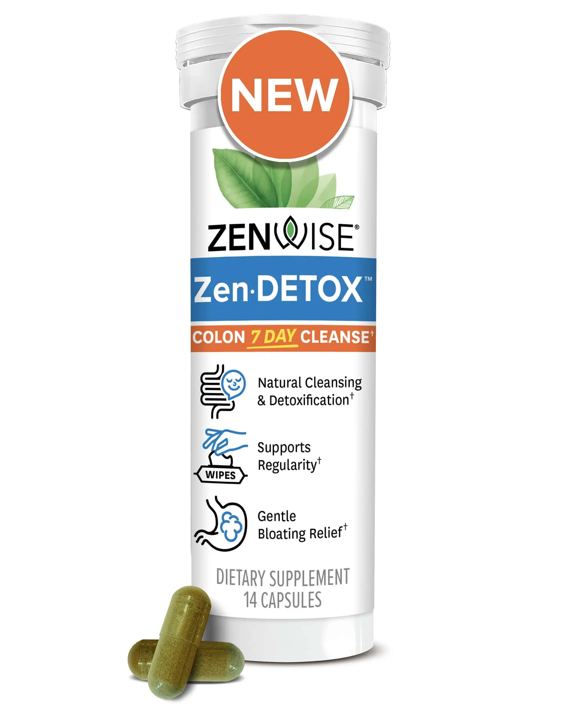 Zenwise Zen-DETOX 7 Day Cleanse Probiotic Blend for Digestive Health & Regularity Gentle Bloating Relief Natural Cleansing Detoxification