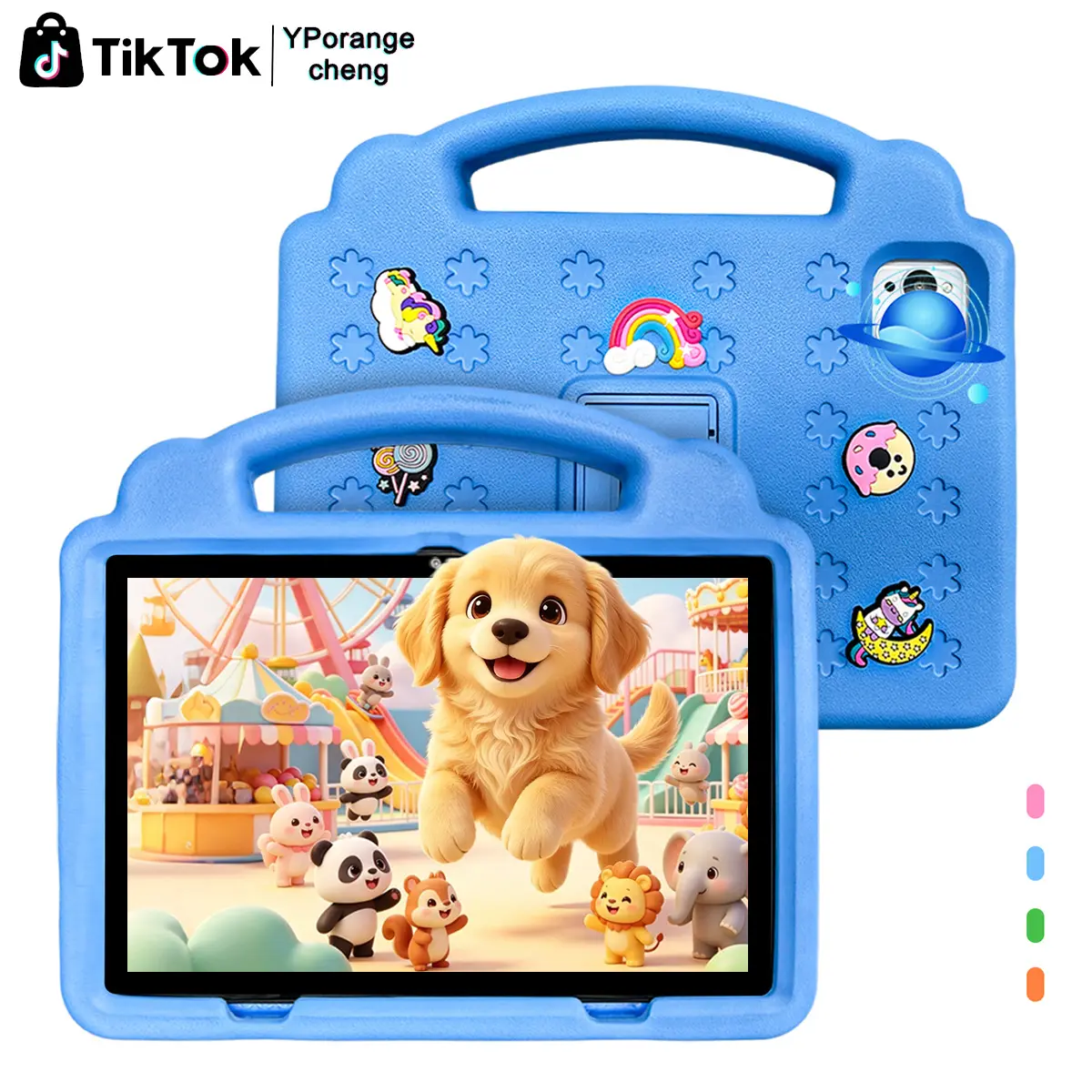 【TikTokShopBackToSchool】Children's tablet Android 12 system 3GB memory 64GB storage children's anti fall handle EVA protective case IWAWA parental control WiFi dual camera 4000mAh educational learning tablet (without adapter) boys and girls holiday gift
