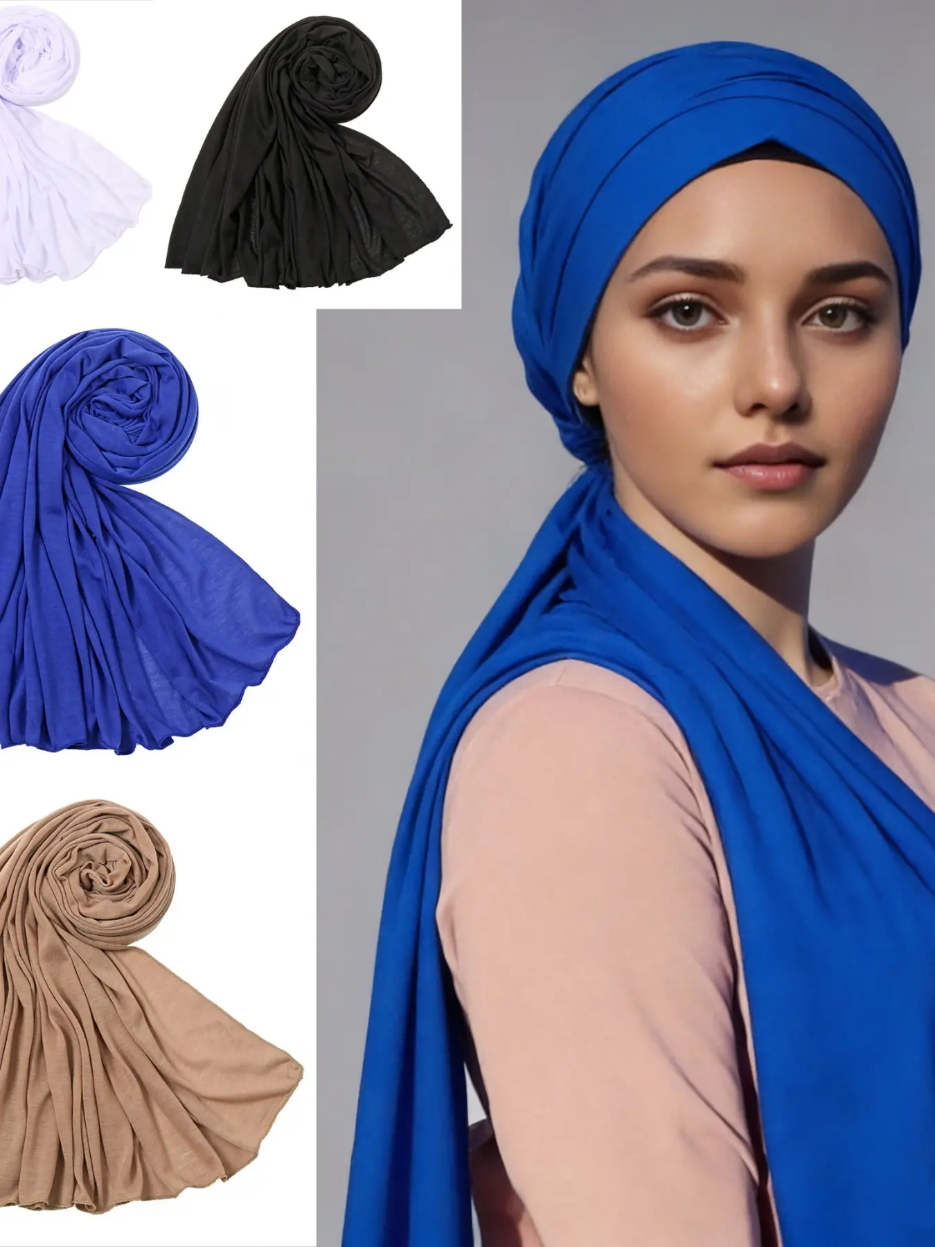 Women's Soft Breathable Cotton Scarf, Head Scarf, Hijab, Plain Design, Ideal for Daily Wear & Festive Occasions, Versatile Accessory for All Seasons