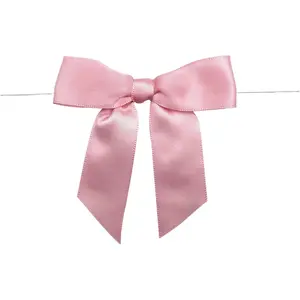50 count  Twist Tie Bows, 3.5 Inch Satin Ribbon Bows, Large Bow Decor for Crafts  Wrapping Party Favors Wedding Decorations ()