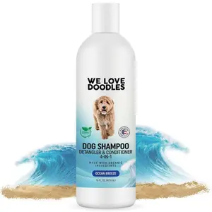 USDA Organic Dog Shampoo, Conditioner & Detangler - Best for Goldendoodles, Poodles & Doodles - Made in the USA - 16OZ (Ocean Breeze)
