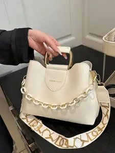 Women's Elegant Chain Strap Crossbody Bag, Fashionable Solid Color Shoulder Bag for Daily Used, Casual Trendy Versatile High-quality Daily Commuting Bag, Elegant Bags