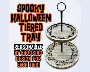 Primitive Personalized Halloween Tiered Tray Décor - Halloween Table Centerpiece