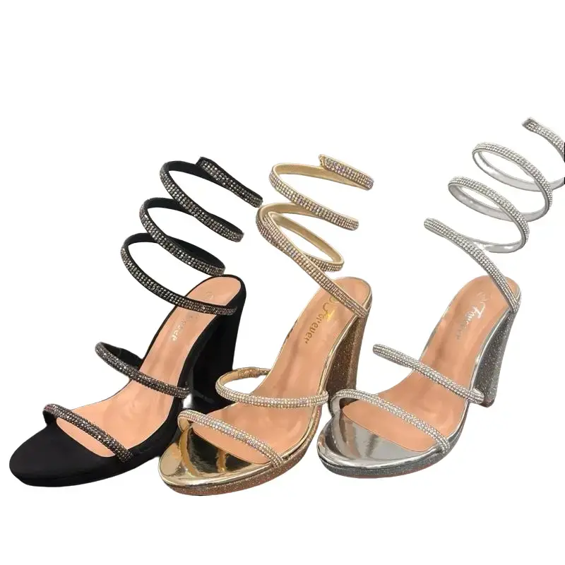 WOMENS BLOCK HEEL WITH RHINESTONE BAND AND SPIRAL SCOBLE-32 WOMENS BLOCK HEEL WITH RHINESTONE BAND AND SPIRAL SCOBLE-32