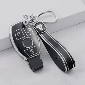Car Key Case with Keychain, Car Key Protector, Silicone Car Key Cover for Mercedes Benz A C E S Class GLA GLK GLC CLS W204 W463 W176 W251 W205 W212 AMG Car Key Accessory