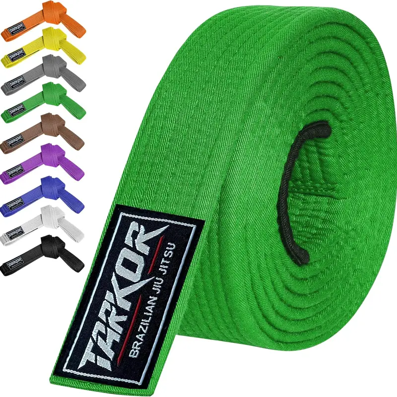 BJJ Belt for Men & Women Brazilian Jiu Jitsu Belt with Ranking Stripes Sleeve Bar Kids Jiu Jitsu Gi Belt