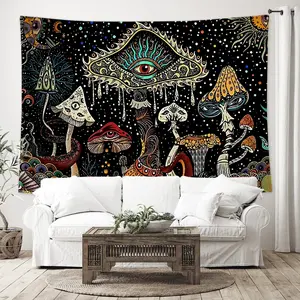 1PC Psychedelic Mushroom Eye, Surreal Bohemian, Decorative Tapestry for Bedroom, Living Room, Party, Halloween or Room Decor 78x59inch, Polyester Tapestry Wall Hanging, Tapestries with Free Installation Package Decor As Gift for Holiday