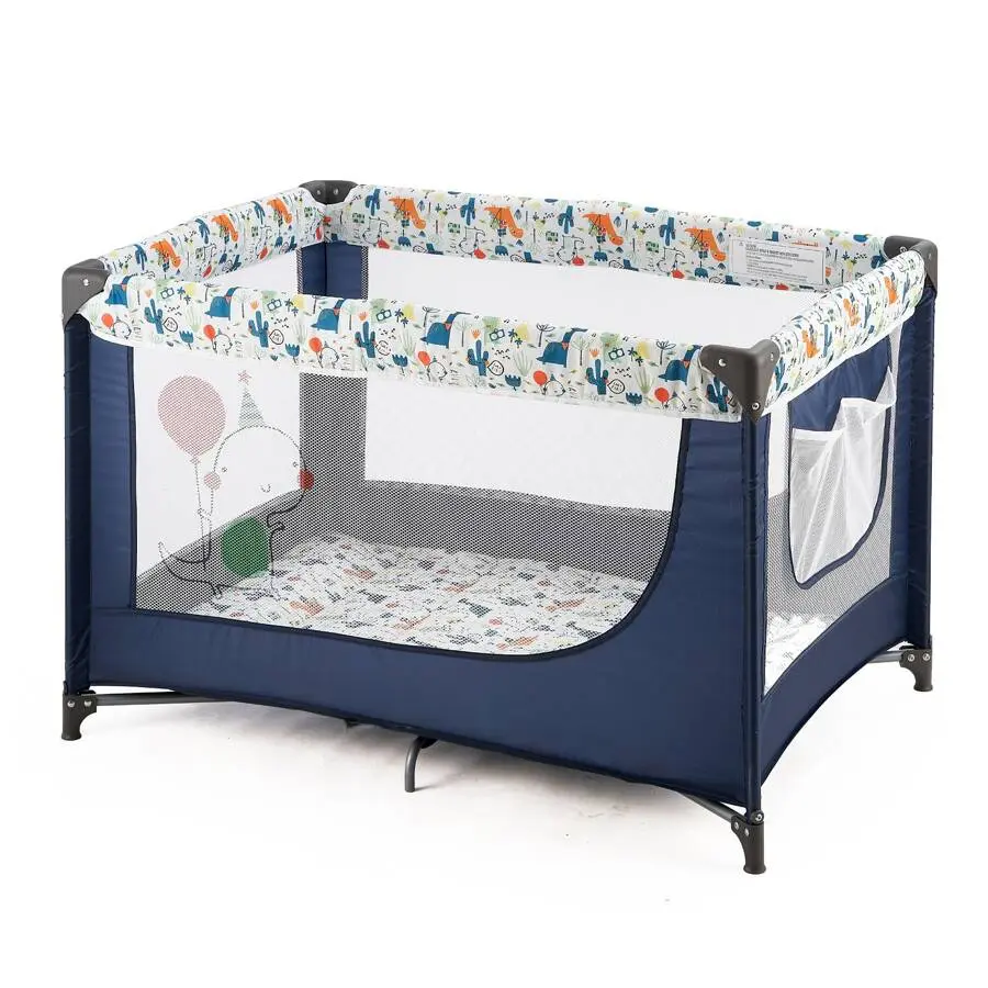 Portable Baby Crib Playpen W/ Soft Mattress & Travel Carry Bag, Foldable Lightweight Baby Play Yard for Newborn Toddler, Indoor Outdoor Use Baby Safety Play Pen Nursery Crib with Easy Setup