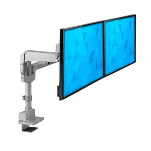 Full Motion Dual Monitor Desk Mount, Height Adjustable with Gas Spring Arms Full Motion Dual Monitor Desk Mount, Height Adjustable with Gas Spring Arms