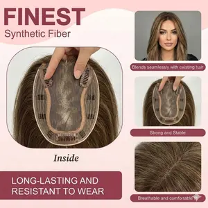EC Topper for Women - 14 Inch Straight，Clip - In, 3D 360° Cover, Fluffy Toppers Hair Pieces ，4 x 4.8 Inch Natural Straight Full handtie，Lightweight Breathable，Soft Synthetic Fiber for Daily Volume Hair loss & Cover gray hair，Rich gradient Colors