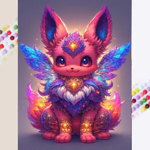 1 set of DIY diamond painting kit, 5D diamond art set, DIY decoration Flame Eevee mosaic, diamond art, DIY art home decor.