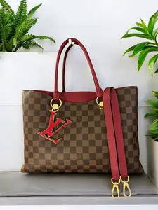 Pre-owned Louis Vuitton Coated Canvas & Leather Trrim Tote Bags Damier Ebene Riverside Tote