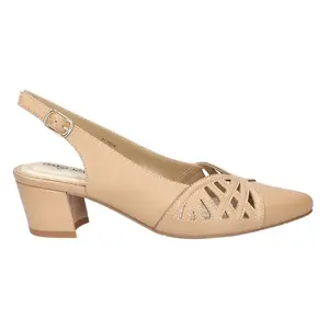 Easy Street Womens Bizzy Cut Out Pointed Toe Slingback Pumps Dress Casual Low Heel 1-2" - Beige