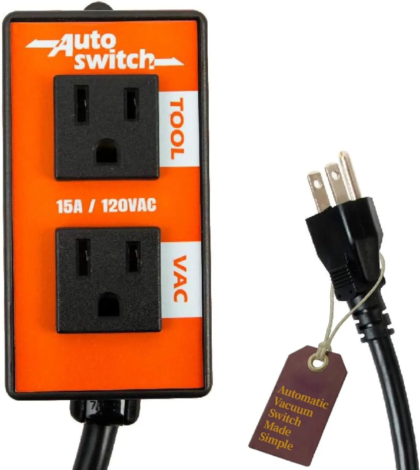 Automatic Vacuum Switch for Power Tools, Tool Activated Auto On/Off Outlet with 10s Delay Off, Shop Vac Control for Table Saw, Miter Saw, Router, Dust Collection System, PTA08