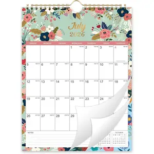 Calendar 2026-2027 - JUL 2026 - DEC 2027 Wall Calendar 2026-2027, 18 Month Wall Calendar 26-27, 8.5" x 11", -Wire Binding +  Hook + Large Blocks with Julian Dates,  Calendar for Organizing - Floral