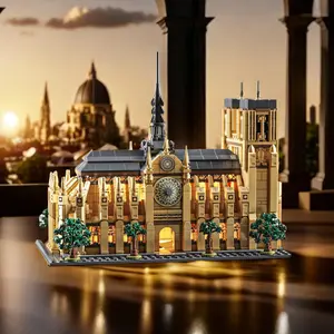 Church Model Building Blocks Toy, Creative Desktop Ornament, Educational Assembly Toy for Teenager & Adults, Birthday Gift, Stem Building Block