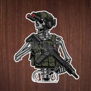Skeleton Soldier Stickers Tactical Warrior with Night Vision Gear, Sticker Vinyl Waterproof, Gifts For Friends Or Festivals
