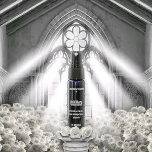 Exorscents Hail Mary Scented Room Spray - Floral Aroma for a Miracle - 1.0 oz / 30 ml - Scent notes: crushed white roses, cathedral incenses. Smells like an alter overflowing with floral grace. For use alone or in our patented Xrucifix dispenser.