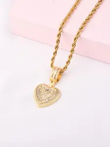 Heart Shaped Pendant Necklace, Fashion Zircon Decor Necklace for Party, Daily Decor, Trendy All-match & Exquisite Jewelry for Birthday Gift, Love Heart Necklace, Heart Design Necklace, Zircon Stones Necklace