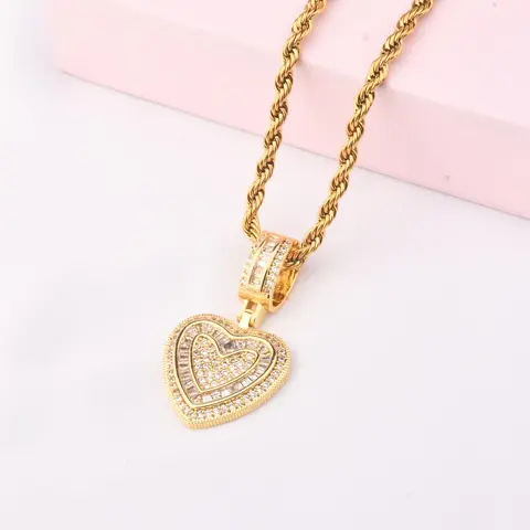 Heart Shaped Pendant Necklace, Fashion Zircon Decor Necklace for Party, Daily Decor, Trendy All-match & Exquisite Jewelry for Birthday Gift, Love Heart Necklace, Heart Design Necklace, Zircon Stones Necklace