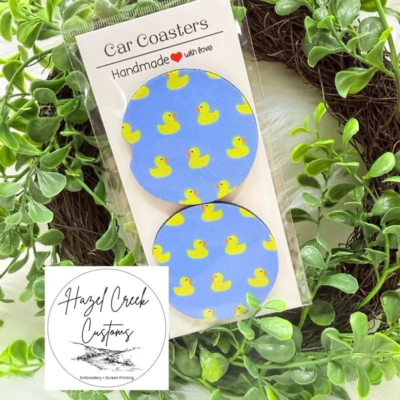 Yellow Rubber Duck Car Coasters