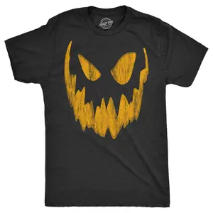 Mens Pumpkin Face T Shirts Funny Halloween Jack O Lantern Spooky Smile Tees for Guys Mens Funny T Shirts Cool Vintage Fashion T-Shirt Gift Classic Menswear Halloween Apparel for Men Novelty Tees for Guys Black -