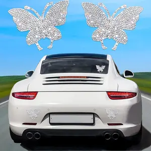 Glitter Rhinestone Decor Butterfly Design Car Sticker, Creative Self Adhesive Car Truck Decal, Universal Decorative Sticker for Car, Laptop, Phone Case, Makeup Box, Decal For Cars, Vehicle Exterior Decoration