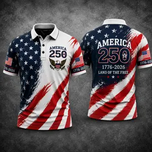 USA 250th Anniversary Polo Shirt, American Flag 1776–2026 Patriotic Polo, Gift for Dad Mom, United States Eagle Independence Day Apparel