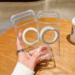 360° Rotating Magnetic Bracket Transparent Phone Case for Google Pixel 9 10 Pro XL 9 10 Pro 9A 10A 10 Clear Shockproof Cover