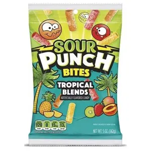3x Sour Punch Bites Tropical Peg Bag 5oz Bites Tropical