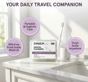 Boxed dental floss sticks,water flosser，50 sticks per bag. Smooth and tough, deep cleaning between teeth, disposable hygiene, portable and practical for travel.water flosser water flosser teeth.2 boxes per order