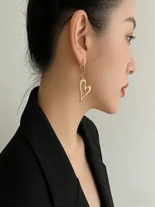Chic 18k Gold Plated Earrings Set, Creative Wave Design, Fashion Simple Jewelry for Women, 2pcs Elegant Ear Studs
