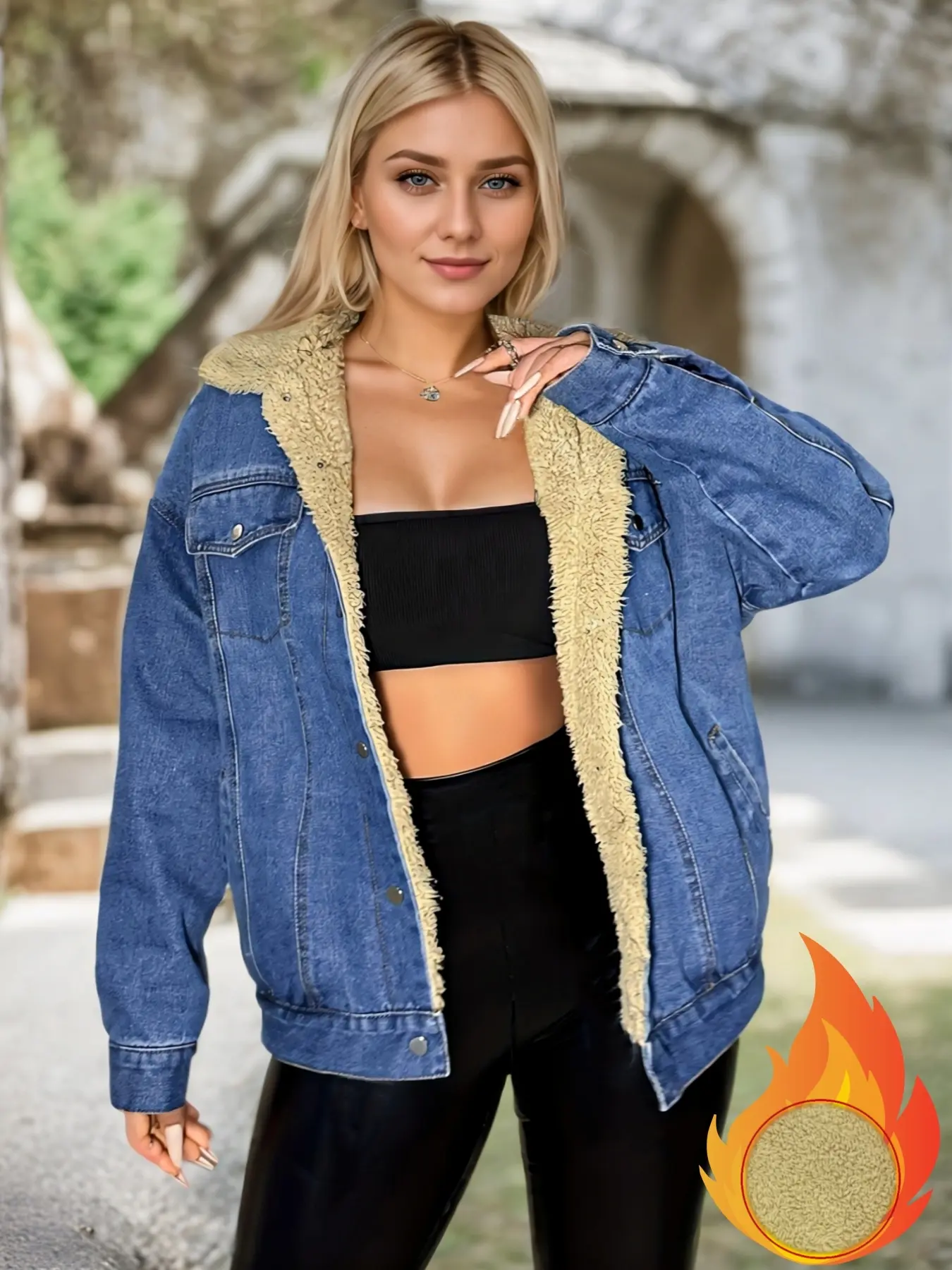 Women's Retro Loose-Fit Lamb Velvet Denim Jacket, Winter Thickened Lapel Coat, Casual Warm Outerwear, Essential for Cold Weather