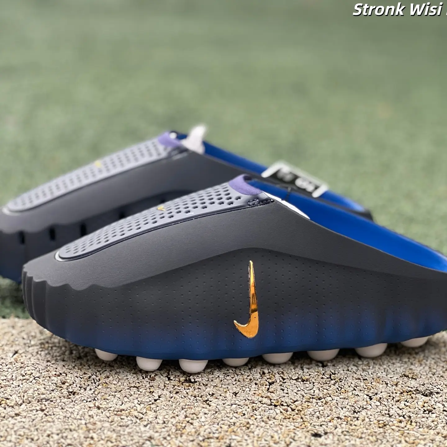 Brand New Sealed Original Box Unisex Black Gradient Royal Blue EVA Slide Sandals White Dot Massage Non Slip Quick Dry Breathable Fabric Outdoor Beach Gym Casual Slip On Trainers